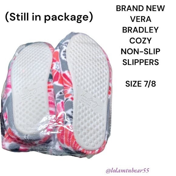 VERA BRADLEY RUBBER NON-SLIP BOTTOM COZY COLORFUL SHERPA SLIPPERS,NEW IN PACKAGE - Picture 8 of 10